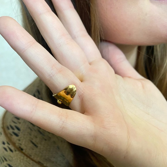 ANIYAH Neutral Irregular Color Rhinestone Band Gold Plated Open Ring - Picture 3 of 11